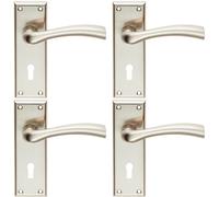 Loops 4x Chunky Curved Tapered Handle on Lock Backplate 150 x 50mm Satin Nickel in Metallics Loops Metallics