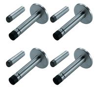 Loops 4x Coat Hook on Concealed Fix Rose Rubber Tip 93mm Projection Satin Steel in Metallics Loops Metallics