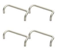 Loops 4X Cranked Door Pull Handle 19mm Dia 225mm Fixing Centres Satin Steel