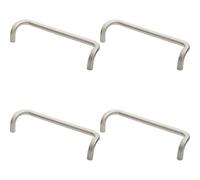 Loops 4X Cranked Door Pull Handle 19mm Dia 300mm Fixing Centres Satin Steel