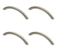 Loops 4X Curved Bow Cabinet Pull Handle 119 X 10mm 96mm Fixing Centres Satin Nickel