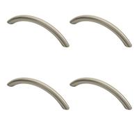 Loops 4x Curved Bow Cabinet Pull Handle 119 x 10mm 96mm Fixing Centres Satin Nickel in Metallics Loops Metallics