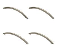 Loops 4x Curved Bow Cabinet Pull Handle 153 x 10mm 128mm Fixing Centres Satin Nickel in Metallics Loops Metallics