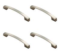 Loops 4X Curved Bridge Pull Handle 169 X 14mm 128mm Fixing Centres Satin Nickel