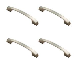 Loops 4X Curved Bridge Pull Handle 169 X 14mm 128mm Fixing Centres Satin Nickel