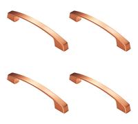 Loops 4x Curved Flat Faced Cupboard Pull Handle 160mm Fixing Centres Satin Copper Loops Copper
