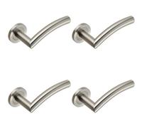 Loops 4x Curved Round Bar Handle on Round Rose Concealed Fix Satin Stainless Steel in Metallics Loops Metallics