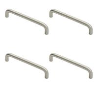 Loops 4X D Shape Cabinet Pull Handle 138 X 10mm 128mm Fixing Centres Satin Steel