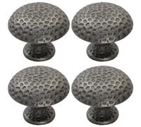 Loops 4X Dimpled Mushroom Cupboard Door Knob 38mm Dia Antique Steel Cabinet Handle
