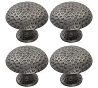 Loops 4x Dimpled Mushroom Cupboard Door Knob 38mm Dia Antique Steel Cabinet Handle in Metallics Loops Metallics