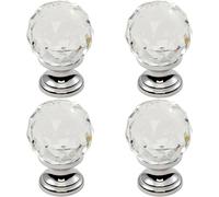 Loops 4x Faceted Crystal Cupboard Door Knob 31mm Dia Polished Chrome Cabinet Handle Loops Multicolor