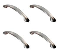 Loops 4X Flared Cabinet Pull Handle 165.5 X 23mm 128mm Fixing Centres Satin Nickel
