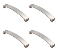 Loops 4x Flat Curved Bow Pull Handle 172 x 25mm 160mm Fixing Centres Satin Nickel in Metallics Loops Metallics