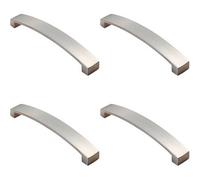 Loops 4X Flat Curved Bow Pull Handle 238 X 25mm 224mm Fixing Centres Satin Nickel