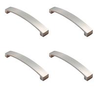 Loops 4x Flat Curved Bow Pull Handle 238 x 25mm 224mm Fixing Centres Satin Nickel in Metallics Loops Metallics