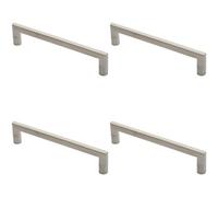 Loops 4X Flat D Bar Door Pull Handle 315 X 15mm 300mm Fixing Centres Satin Steel