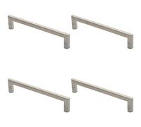 Loops 4x Flat D Bar Door Pull Handle 315 x 15mm 300mm Fixing Centres Satin Steel in Metallics Loops Metallics