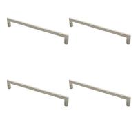 Loops 4X Flat D Bar Door Pull Handle 475 X 15mm 350mm Fixing Centres Satin Steel