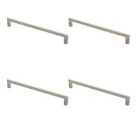 Loops 4x Flat D Bar Door Pull Handle 475 x 15mm 350mm Fixing Centres Satin Steel in Metallics Loops Metallics