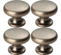 Loops 4X Flat Faced Round Door Knob 34mm Diameter Pewter Small Cabinet Handle