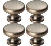 Loops 4x Flat Faced Round Door Knob 34mm Diameter Pewter Small Cabinet Handle Loops Multicolor