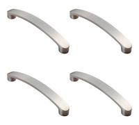 Loops 4X Flat Fronted Bow Pull Handle 140 X 12mm 128mm Fixing Centres Satin Nickel