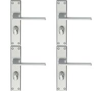 Loops 4x Flat Straight Lever on Bathroom Backplate Handle 180 x 40mm Satin Chrome Loops Multicolor