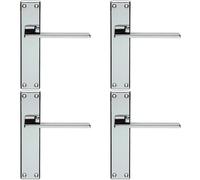 Loops 4x Flat Straight Lever on Latch Backplate Door Handle 180 x 40mm Polished Chrome Loops Multicolor