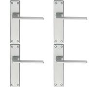 Loops 4x Flat Straight Lever on Latch Backplate Door Handle 180 x 40mm Satin Chrome Loops Multicolor