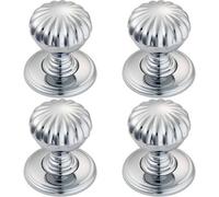 Loops 4X Flower Design Textured Cupboard Door Knob 31mm Diameter Polished Chrome