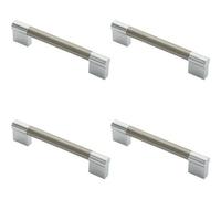 Loops 4X Keyhole Bar Pull Handle 140 X 14mm 128mm Fixing Centres Satin Nickel & Chrome