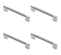 Loops 4X Keyhole Bar Pull Handle 172 X 14mm 160mm Fixing Centres Satin Nickel & Chrome