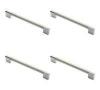 Loops 4X Keyhole Bar Pull Handle 204 X 14mm 192mm Fixing Centres Satin Nickel & Chrome
