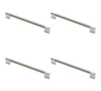 Loops 4X Keyhole Bar Pull Handle 236 X 14mm 224mm Fixing Centres Satin Nickel & Chrome
