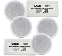Loops 4x Kitchen / Bathroom Bluetooth Speaker & Amp Kit Multi room Shower HiFi Music