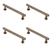 Loops 4X Knurled Bar Door Pull Handle 158 X 13mm 128mm Fixing Centres Antique Brass