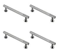 Loops 4X Knurled Bar Door Pull Handle 158 X 13mm 128mm Fixing Centres Chrome