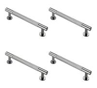 Loops 4x Knurled Bar Door Pull Handle 158 x 13mm 128mm Fixing Centres Chrome Loops Multicolor