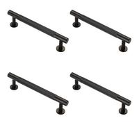 Loops 4X Knurled Bar Door Pull Handle 158 X 13mm 128mm Fixing Centres Matt Black