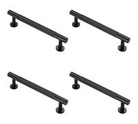 Loops 4x Knurled Bar Door Pull Handle 158 x 13mm 128mm Fixing Centres Matt Black Loops Black