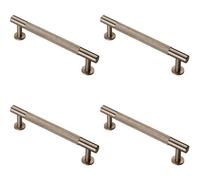 Loops 4X Knurled Bar Door Pull Handle 158 X 13mm 128mm Fixing Centres Satin Nickel