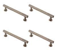 Loops 4x Knurled Bar Door Pull Handle 158 x 13mm 128mm Fixing Centres Satin Nickel in Metallics Loops Metallics