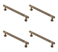 Loops 4x Knurled Bar Door Pull Handle 190 x 13mm 160mm Fixing Centres Antique Brass in Metallics Loops Metallics