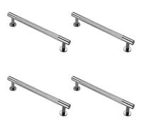Loops 4X Knurled Bar Door Pull Handle 190 X 13mm 160mm Fixing Centres Chrome