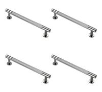 Loops 4x Knurled Bar Door Pull Handle 190 x 13mm 160mm Fixing Centres Chrome Loops Multicolor