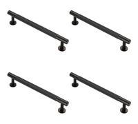 Loops 4X Knurled Bar Door Pull Handle 190 X 13mm 160mm Fixing Centres Matt Black