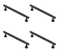 Loops 4x Knurled Bar Door Pull Handle 190 x 13mm 160mm Fixing Centres Matt Black Loops Black