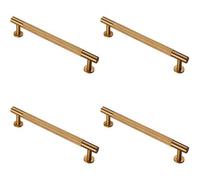 Loops 4X Knurled Bar Door Pull Handle 190 X 13mm 160mm Fixing Centres Satin Brass