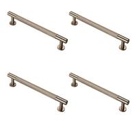 Loops 4X Knurled Bar Door Pull Handle 190 X 13mm 160mm Fixing Centres Satin Nickel