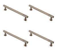 Loops 4x Knurled Bar Door Pull Handle 190 x 13mm 160mm Fixing Centres Satin Nickel in Metallics Loops Metallics